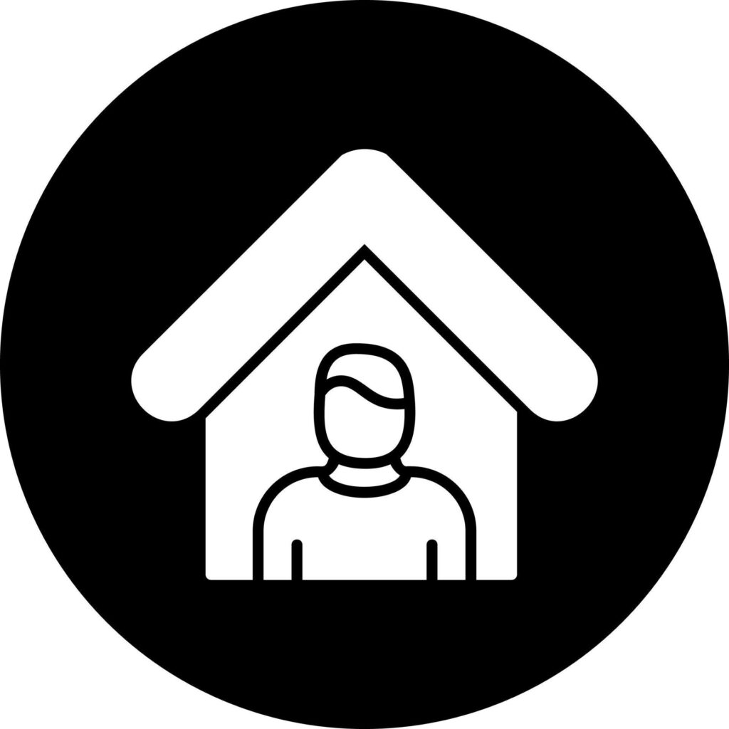 Proprietario di casa – icona silhouette Icona silhouette di un privato con casa, rappresentazione cliente residenziale